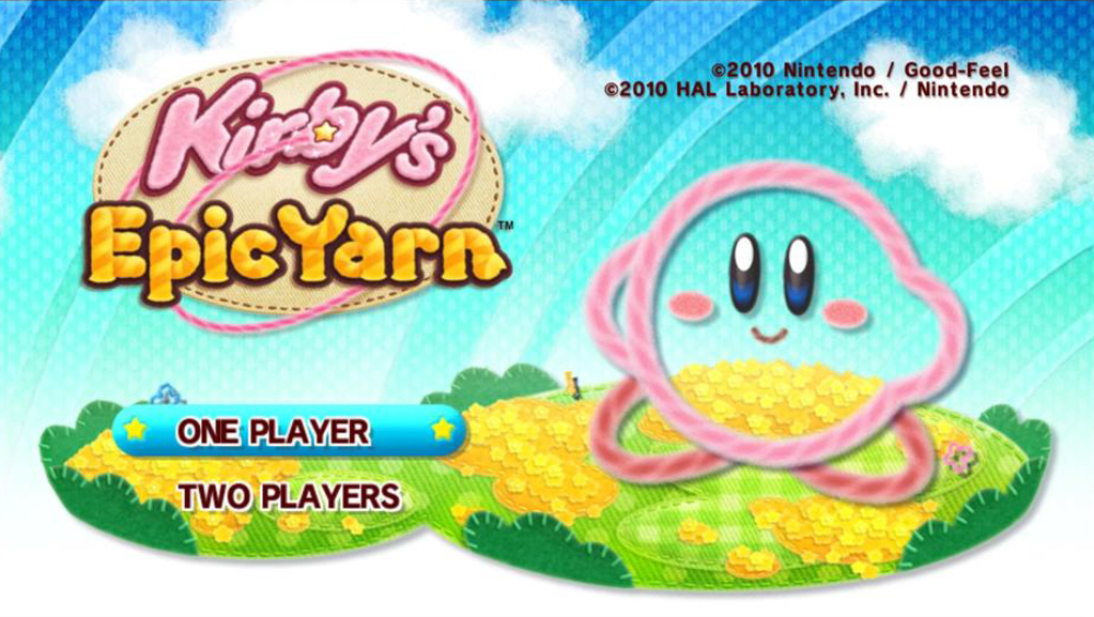 Kirby's Epic Yarn Title Screen
