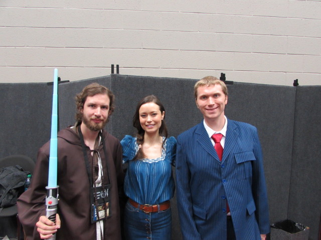 Eric and Nathan posing with Summer Glau.